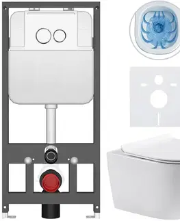 Záchody CERANO - Kompletný WC set Basic/Felci - biela lesklá - WC tlačidlo Dualo/Biela - závesné - predstenová inštalácia - 53x37 CER-8050BD86063