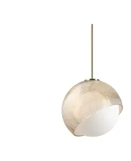 Svietidlá Ideal Lux - Závesný luster na lankách BLOOM 1xE27/42W/230V Ø30 cm zlatá/dymová béžová 366685