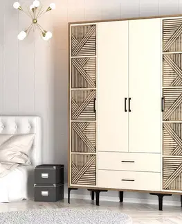 Šatňové skrine Šatníková skriňa Kumsal PTP - Walnut, Cream