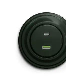 Predlžovacie káble Reblig - Retro USB zásuvka A+C so zeleným rámikom RG0061+RG0091