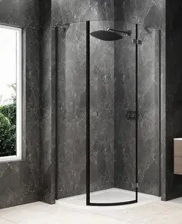 Sprchové dvere POLYSAN - GLOBE GUN METAL štvrťkruhová sprchová zástena 900x800, číre sklo, pravé GB2980RGM