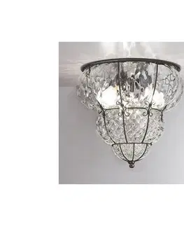 Svietidlá SIRU- Stropné svietidlo CLASSIC 3xE14/40W/230V pr. 25 cm číra/čierna benátske sklo MC259-020CRB