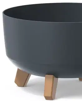Kvetináče a truhlíky NABBI DGRL300L plastový kvetináč na nožičkách 28,5 cm antracit