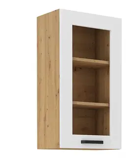 Kuchynské horné skrinky KONDELA Lula 40 GS-90 1F horná kuchynská skrinka biela / dub artisan