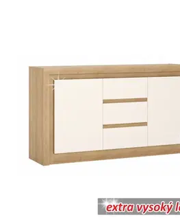 Komody KONDELA Leonardo LYOK 1 dvojdverová komoda s osvetlením dub riviera / biela