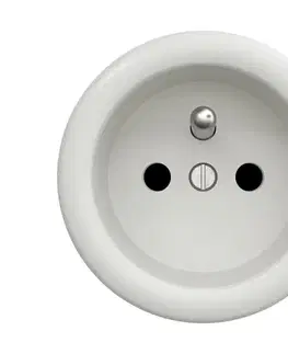 Predlžovacie káble Reblig - Retro zásuvka bez rámika 230V keramická biela K/ZF