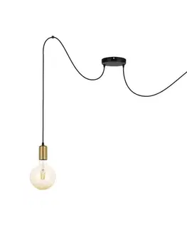 Svietidlá  Luster na lanku MIROS 2xE27/60W/230V pavúk čierna/zlatá 0258