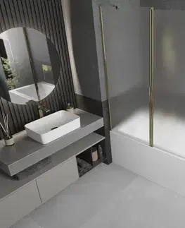 Sprchové dvere MEXEN - Flip vaňová zástena 1-krídlo 140x150, dekor, zlato 894-140-101-50-30