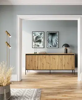 Komody Dig-net nábytok Komoda SWING TR-04 s LED osvetlením | dub artisan