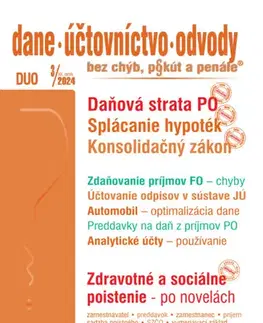 Dane, účtovníctvo Dane, účtovníctvo, odvody bez chýb, pokút a penále č. 3 / 2024 - „Konsolidačný zákon“ v oblasti dane z príjmov