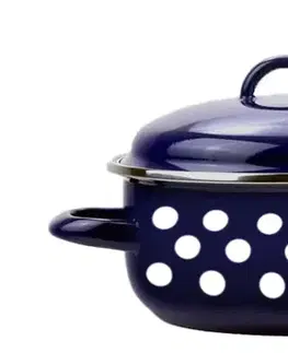 Hrnce BELIS - Randlík a pokrievka16cm modré bodky