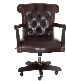 Sedacie súpravy Kancelárska stolička Chesterfield Court z pravej hovädzej kože New Red