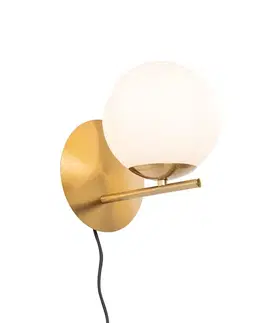 Nástenné osvetlenie Art Deco nástenná lampa zlatá a opálové sklo - Flore