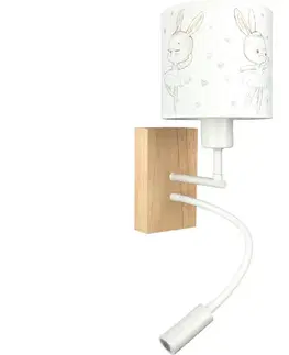 Svietidlá BRILAGI - LED Flex. lampa BOBO WOOD 1xE27/25W/230V + LED/3W dub/biela/zajačiky BG1565+BG5580