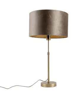 Stolné lampy Stolná lampa bronzová so zamatovým tienidlom hnedá 35cm - Parte