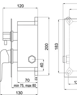 Kúpeľňové batérie NOVASERVIS - Podomietková batéria s boxom 2 vývody, TINA, čierna BOX38051R,5