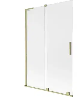 Sprchové dvere MEXEN/S - Velar L dvojkrídlová posuvná vaňová zástena 120 x 150, dekor, zlatá kartáčovaná 896-120-003-31-55