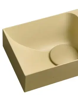 Kúpeľňové batérie SAPHO - PICCOLINO betónové umývadlo 30,8x17cm, batéria vpravo, žltá mat PK30522