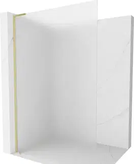 Sprchové dvere MEXEN/S - Kioto L Sprchová zástena WALK-IN 110 x 200, dekor, zlatá kartáčovaná 800-110-103-55-30