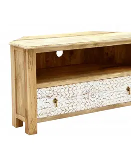 TV stolíky TV stolík rohový Sita 110x60x50 indický masív mango
