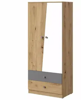Šatníkové skrine Skriňa Nero 01  80 – Šedá Mat