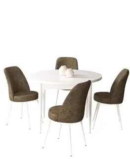 Jedálenské sety Dining Table & Chairs Set (5 Pieces) Tor - White, Brown