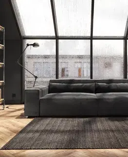 Veľké pohovky DELIFE Veľká pohovka Sirpio XL 270x130 cm mikrovlákno čierna s taburetom