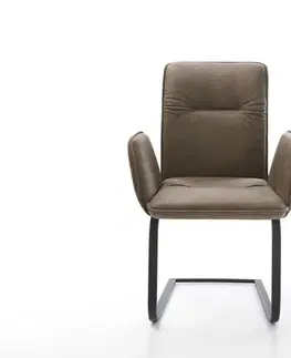 Jedálenské stoličky DELIFE Jedálenská stolička Vinja-Flex mikrovlákno taupe vintage jedálenská stolička plochá čierna