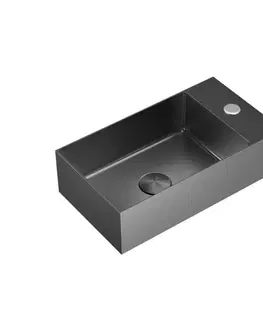 Umývadlá Závesné umývadlo vo farbe gun metal SAT Aurum 40x22 cm bez prepadu SATAUR4022BGM SATAUR4022BGM