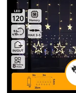LED osvetlenie  B.V.  - LED vonkajší vianočný reťazec 120xLED/6W/230V/8 funkcií 3x0,6m IP44 teplá biela+DO B10303S74