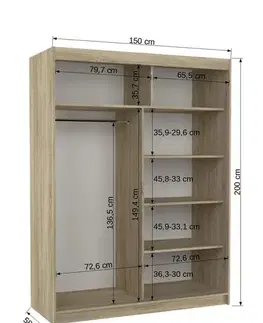 Šatníkové skrine ArtAdrk Šatníková skriňa DENVER DV05 | trufla 150 cm