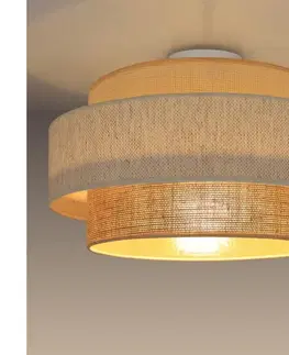 Svietidlá  Stropné svietidlo BOHO 1xE27/60W/230V priemer 40 cm biela/juta H0178