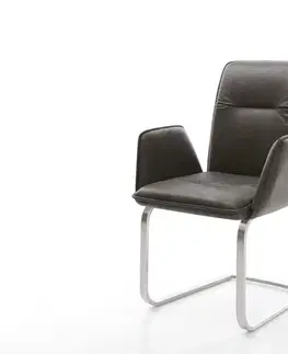 Jedálenské stoličky DELIFE Jedálenská stolička Vinja-Flex mikrovlákno antracitová vintage jedálenská stolička plochá nerezová oceľ