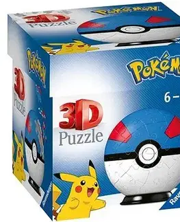 Limitovaná edícia Ravensburger Puzzle-Ball Pokémon: Poké Ball modro-červený 54 Ravensburger