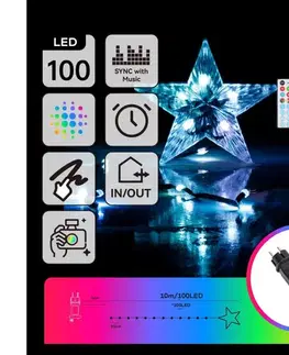 LED osvetlenie  B.V.  - LED RGBICW Vonkajšia svetelná reťaz 100xLED/10W/230V 10m IP44 + DO S104033VN