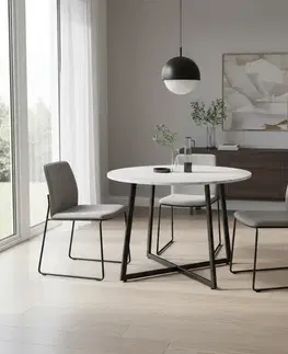 Kuchynské a jedálenské stoly Signal Jedálenský stôl LUNA | biely efekt mramoru 90 cm