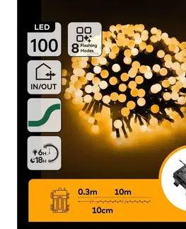 LED osvetlenie  B.V.  - LED vonkajší vianočný reťazec 100xLED/8 funkcií 3xAA 10,3m IP44 teplá biela B10303K5I
