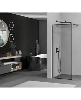 Sprchové dvere MEXEN/S - Kyoto Sprchová zástena WALK-IN 110 x 110, čierny vzor, grafit metal 800-110-202-95-70-110
