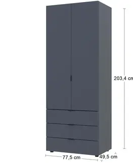 Šatníkové skrine NABBI Gores dvojdverová šatníková skriňa so zásuvkami grafit