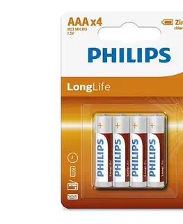 Predlžovacie káble Philips R03L4B/10 - 4 ks Zinkochloridová batéria AAA LONGLIFE 1,5V 450mAh Phil-R03L4B/10