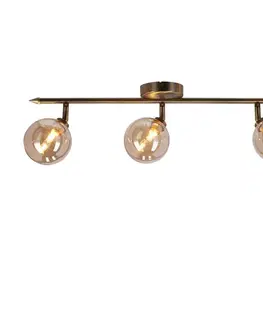 Stropná svetla Stropná lampa Rodia s patinovaným pásikom 3x40W g9 jantárové tienidlo