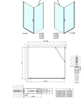 Sprchové dvere POLYSAN - ZOOM obdĺžniková sprchová zástena 800x700 L/P varianta ZL1280ZL3270