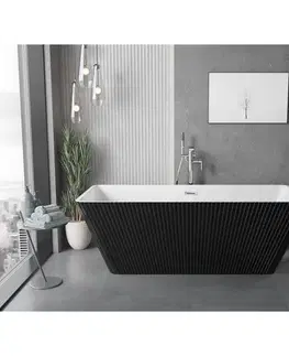 Vane MEXEN/S - Tava voľne stojaca vaňa reliéf 170 x 75, biela/čierna, sifón a prepad chróm 52851707575-01