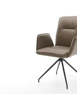 Jedálenské stoličky DELIFE Otočná jedálenská stolička Vinja-Flex taupe vintage krížová podstava zúžená čierna otočná o 180°