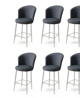 Barové stoličky Bar Stool Set (6 Pieces) Fora - Anthracite, Chrome