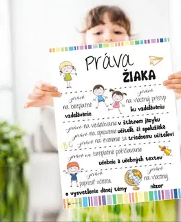 Tabuľky s venovaním (darčeky) Dekorácie pre školy - Práva žiaka - tabuľka na stenu