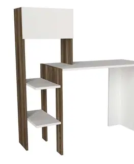 Písacie stoly MIN písací stôl, biela/orech