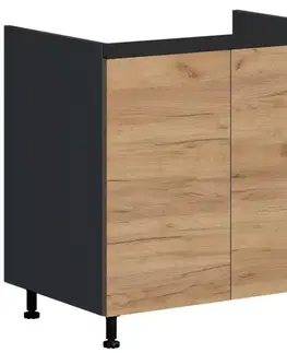 Kuchynské skrinky stojace Kuchynská skrinka Brick D80 ZL čierna/craft