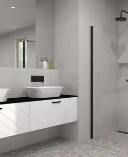 Sprchovacie kúty BESCO - Walk-in sprchovací kút ECO-N BLACK - FARBA rámu - Čierna, Pevná stena - Bez pevnej steny, Rozmer A - 90, Rozmer C - 195, Výplň - Číre bezpečnostné sklo - 6 mm BCEXON90BC