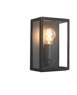 Vonkajšie nástenné svietidlá Priemyselná vonkajšia nástenná lampa čierna so sklom 25,5 cm IP44 - Rotterdam